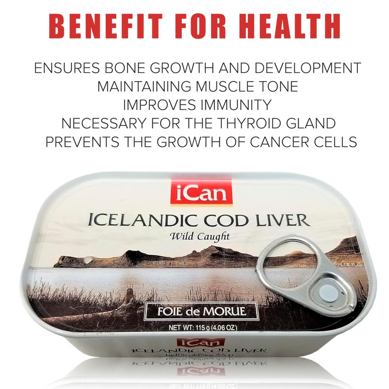 Ican Icelandic Wild Cod Liver Product of Iceland 4.06oz