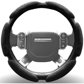 TrexNYC Steering Wheel Cover, Memory Foam SWC and Steering Wheel Protector, Universal-Fit, Non-slip Design, Black