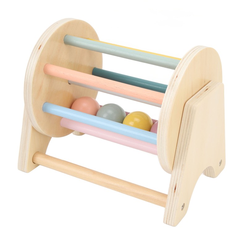 Wooden Rattle Rolling Drum Logic Thinking Hand Eye Coordination Safe