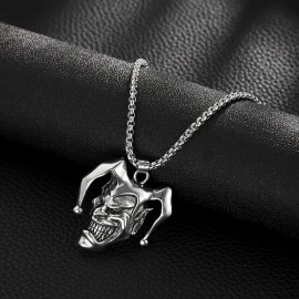 Unbranded Evil Joker Clown Jewelry Silvery Jester Trickster Movie Pendant Necklace