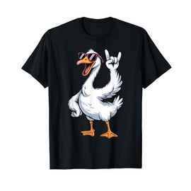 Funny Goose Rock Sunglasses Rock N Roll Goose Animal Graphic T-Shirt