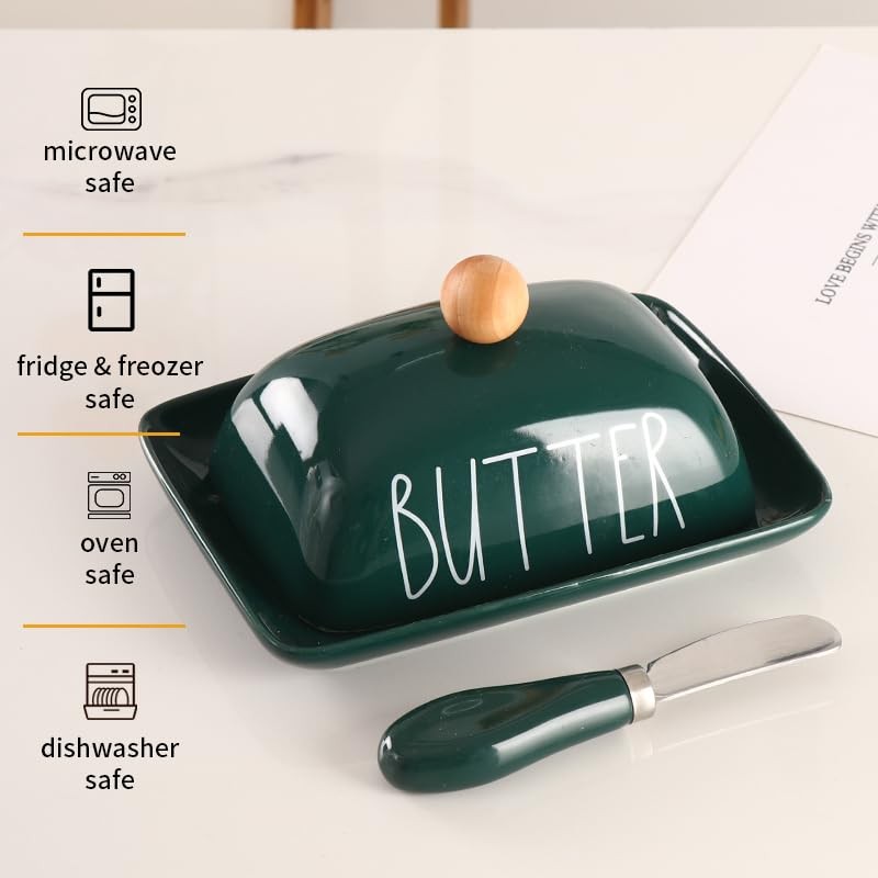 Small Butter Keeper Container with Raised Edge, Porcelain Butter Dish,Butter
