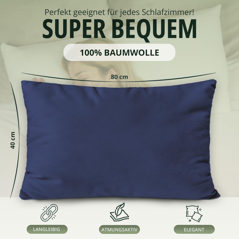 NatureMark Pack of 2 Jersey Cushion Covers, Side Sleeper Pillows,