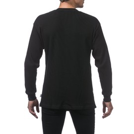 Pro Club Men's Heavyweight Cotton Long Sleeve Thermal Top, Large, Black