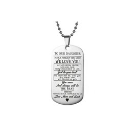 SBI Jewelry Mother Daughter Necklace for Women Dog Tag Pendant Never Forget How Much We Love You Birthday Anniversary