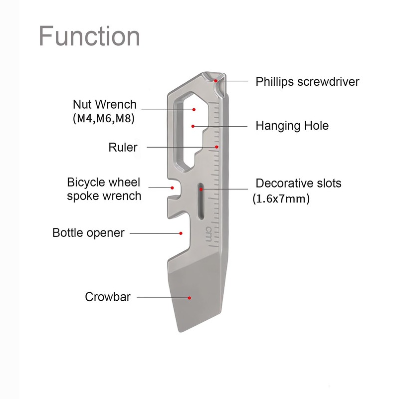 Titanium keychain tool,Lightweight Multipurpose Tool, Can Opener, Pry bar, Wrench