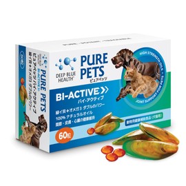 Deep Blue Helth Pure Pets Bi-Active Green Mussel + Omega 3 Double Power Joints, Skin, Heart, Moe Muscle, New Zealand Dog Cat Supplement (60 Squishes)