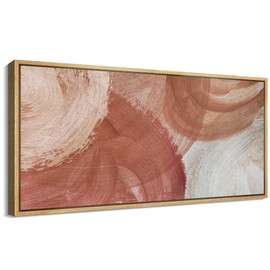 SIGNFORD Extra Large Framed Canvas Print Wall Art Abstract Swirls Terra Cotta Illustrations Modern Art Calm Warm for Living Room, Bedroom, Office - 60"x30"