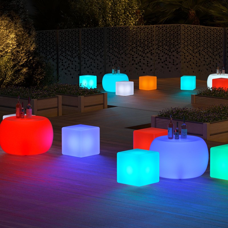 MoNiBloom 16" LED Cocktail Table for Bar with Remote, Rechargeable16