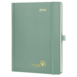 POPRUN 2026 Planner (Medium Size 8.5''x 6.5'' Hardcover) - Daily Weekly and Monthly Calendar Agenda 2026 Appointment Book with Hourly Time Slots, Monthly Tabs, 100 GSM - Midnight Green