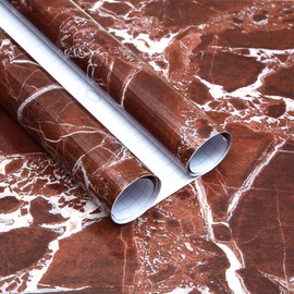 Burgeliy Self Adhesive Film15.8×80in Vinyl Wrap Protector Auto Modification Film red Marble Shiny for Bathroom，Kitchen Countertops Table Desk Furniture Peel and Stick Waterproof Wallpaper Easy Clean