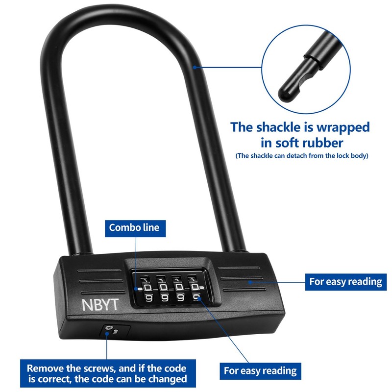 Lawnize Bike Lock u Lock Combination,Resettable Code,Long Shackle,Heavy Duty Padlock