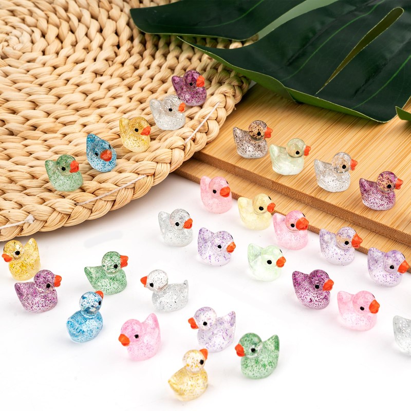 200Pcs Mini Ducks, Mini Resin Ducks Cute Glitter Little Ducks