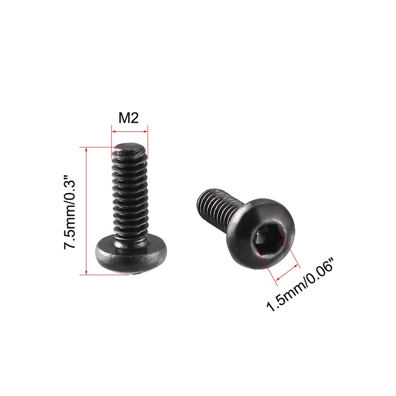 uxcell M2x6mm Thread Button Head Hex Socket Cap Screw Bolt