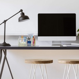 Relaxdays Desk Organiser, Modern Look, Metal Mesh, Total Dimensions: H x W x D: 13 x 28 x 14 cm, White