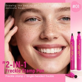 Noerrors Freckle Stamp Pen with Single Gourd Tip for Natural Lifelike Faux Freckles, 2 in 1 Liquid Fake Freckles Stain Marker Waterproof Long Lasting Face Decoration Sunkissed Makeup #01Light Brown