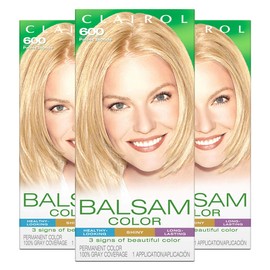 Clairol Balsam Permanent Hair Dye, 600 Palest Blonde Hair Color, 3 Count
