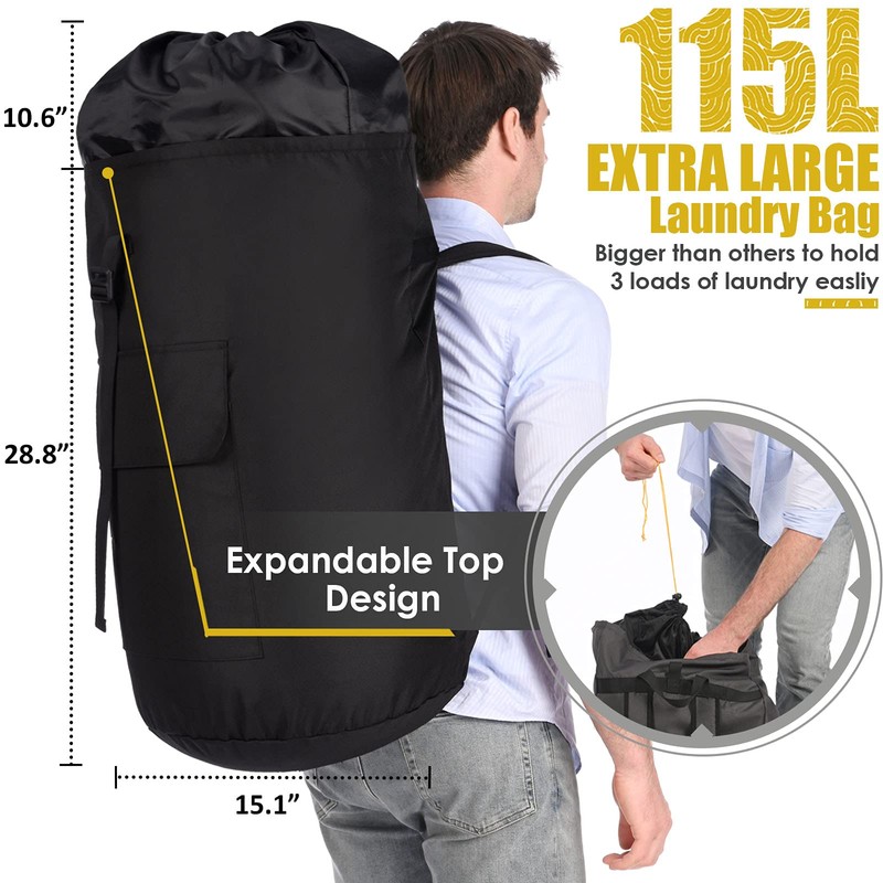Backpack Laundry Bag, 115L Heavy Duty Extra Large College Laundry