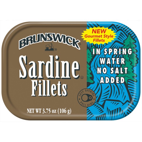 BRUNSWICK Wild Caught Sardine Fillets in Spring Water, 18 Cans, 3.75 Ounce (Pack of 18)