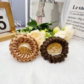 Wig Hair Ties Wig Braided Hair Elastic Rope Ponytail Holders Wig Imitation Head Ropes Hair Band - No Damage Hair Ties for Women Girls Teens Hair Accessories (Golden+Light Brown)