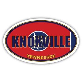 Knoxville City Tennessee State Flag | TN Flag Knox County Oval State Colors Reflective Sticker Car Decal 3x5 inches