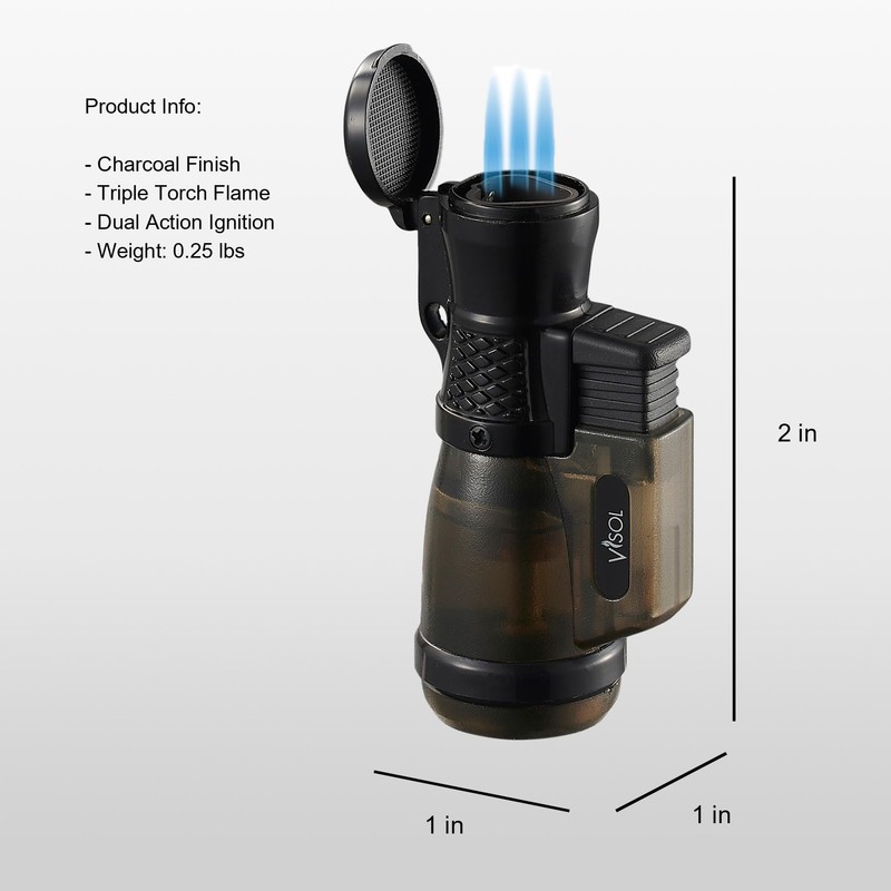 Visol Tiny Butane Torch Lighter Triple Flame Refillable Gas Lighter,