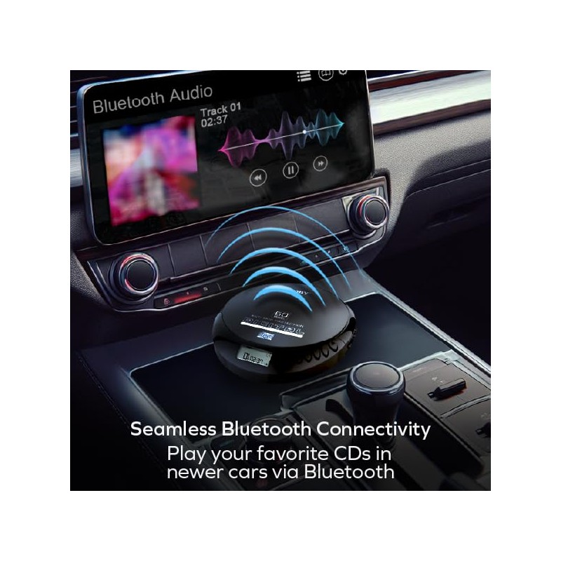 Coby Portable Bluetooth CD Player with FM Radio & Headphones,