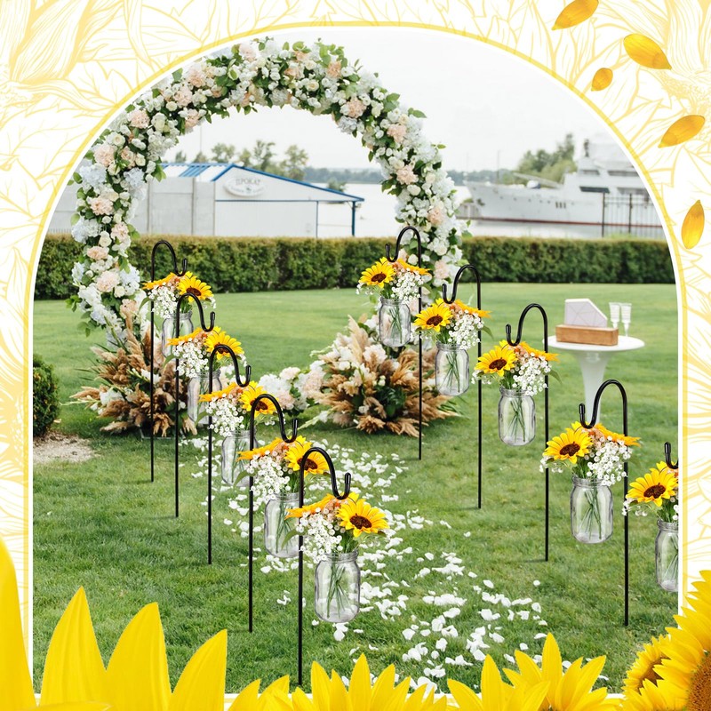 FoldTier 108 Pcs/12 Sets Sunflower Mason Jar Wedding Aisle Decorating