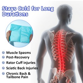 coldpa Body ICE Packs Back, Large ICE Packs, Reusable Oversized Gel ICE Packs, Large ICE Pads, Gel ICE Packs, Knee ICE Packs, Reusable HOT and Cold Packs (Green)