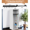 Pull Out Broom Holder With Adjustable Double Row Sliding Hook,