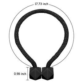 Nimon Magnetic Curtain Tiebacks, Curtain Decorative Rope, Window Curtain Holdbacks Tie Drapery Buckle (Black)