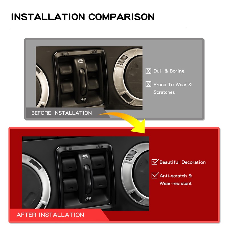 Polodunn Window Button Cover for 2012-2017 Jeep Wrangler JK &