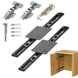 Pocket Door Slides, Included The Slides and The Hinges,Pocket Door Hardware for Inset Door,Cabinet Door (4, 12 inch)