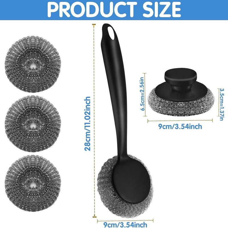 5 Pack Scrubber with Handle Comes with Three Replacement Balls