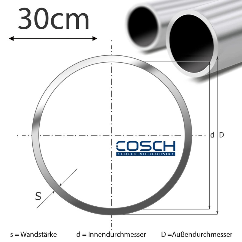 Stainless Steel Round Tube V2A Polished 26.9 x 2.5 mm