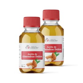 Productos Camacho - Aceite almendras dulces (2 pack de 100 ml) Desmaquillante, previene estrias, estimula el crecimiento de pestañas, cejas