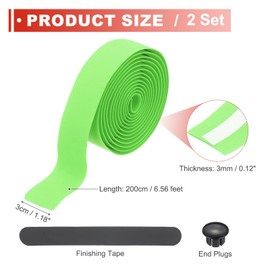 PATIKIL Bike Handlebar Tape, 2 Rolls 6.6 Feet Bike Grip Tape EVA Foam Cycling Handle Wraps Comfortable Non-Slip Shock Bicycle Wrap with End Plugs for Road Bike, Green