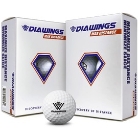 DIAWINGS W Golf Balls Maximum Distance Anti-Slice, Low Spin, Straight Shot | Half Dozen X 2, 12 Balls | White, Pink, Orange, Yellow (White)