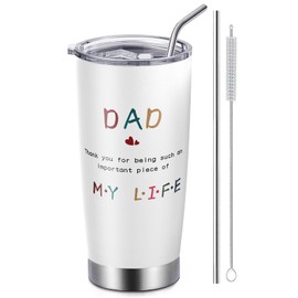GWOWLWF Birthday Gifts for Dad from Daughter Son Kids, Father Gift, 20 Oz Stainless Steel Tumbler with Lid Straw, Fathers Day Appreciation Presents Ideas for Daddy, Important Dad Coffee Tumbler