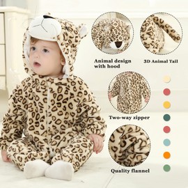 TONWHAR Unisex-Baby Animal Onesie Costume Cartoon Animal Outfit Homewear Kids' One-Piece Rompers(2-3T, Leopard)