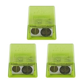 KUM AZ1032016-G - Pencil Sharpener with Container 2-in-1 M2, Pack of 3, Green, Double Sharpener with Tin