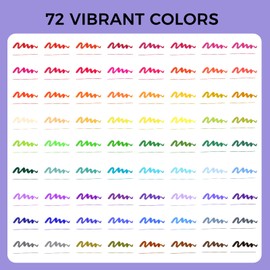 Artecho 72 Colors Markers for Adult Coloring Books No Bleeding, Dual Tip Markers for School, Fine and Brush Tip for Adults Coloring Books, Calligraphy, Drawing, Sketching