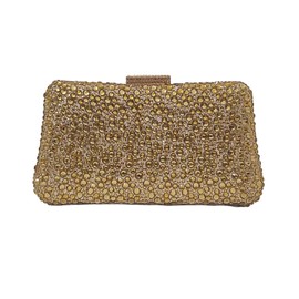 HUANG ZHUANG Women Evening Handbag Sparkly Rhinestone Clutch Handbags Crystal Purse Gem Party Purse Wedding Evening Bag(gold)