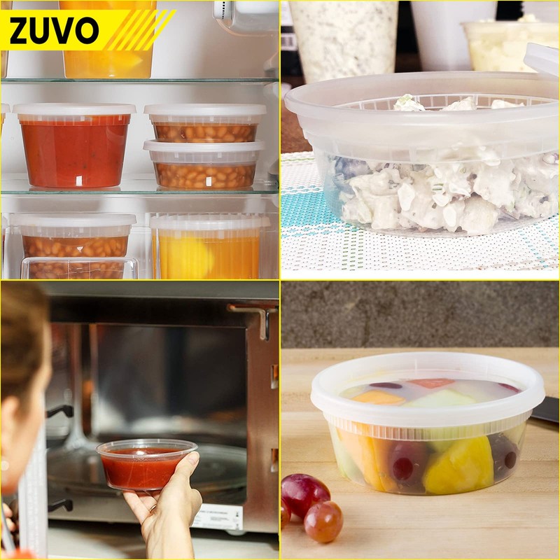 Zuvo Plastic Sauce Containers with Lids - 08 OZ (24