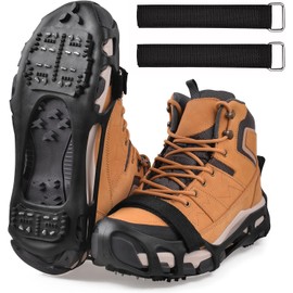 Ice Snow Grips Crampons Traction Ice Cleat Spikes Non-Slip Over Shoe Rubber Spikes Crampons Anti Slip Durbale Crampons Slip-on Stretch Footwear(M)