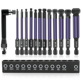 WIYETY Pack of 12 Ball Head Hex Screwdriver: Allen Key Set, Bit Set with Strong Magnetic Head, Phosphide Black Impact Wrench Bits, Ball End Hex Screwdriver