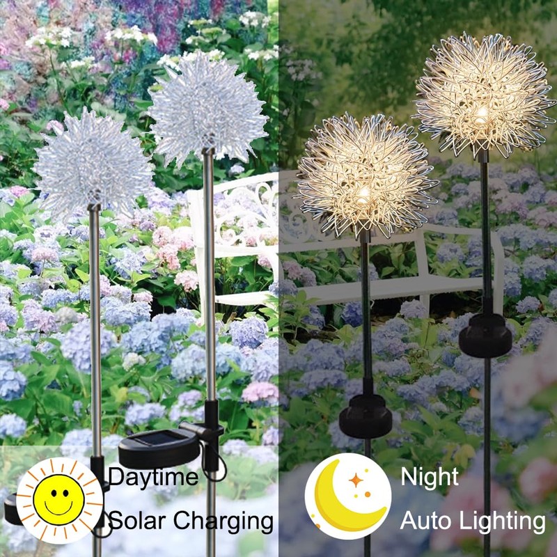 GUOCHENG Dandelion Solar Garden Lights Waterproof Outdoor LED Landscape Lights,