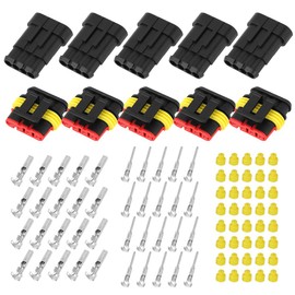 Yuecoom 5 Kits Car Wire Connector, Automotive Electrical Connectors, Waterproof Electrical Wire Connector Plug 4-pin Way Sealed Waterproof Electrical Wire Connector Plug for Car Automobile