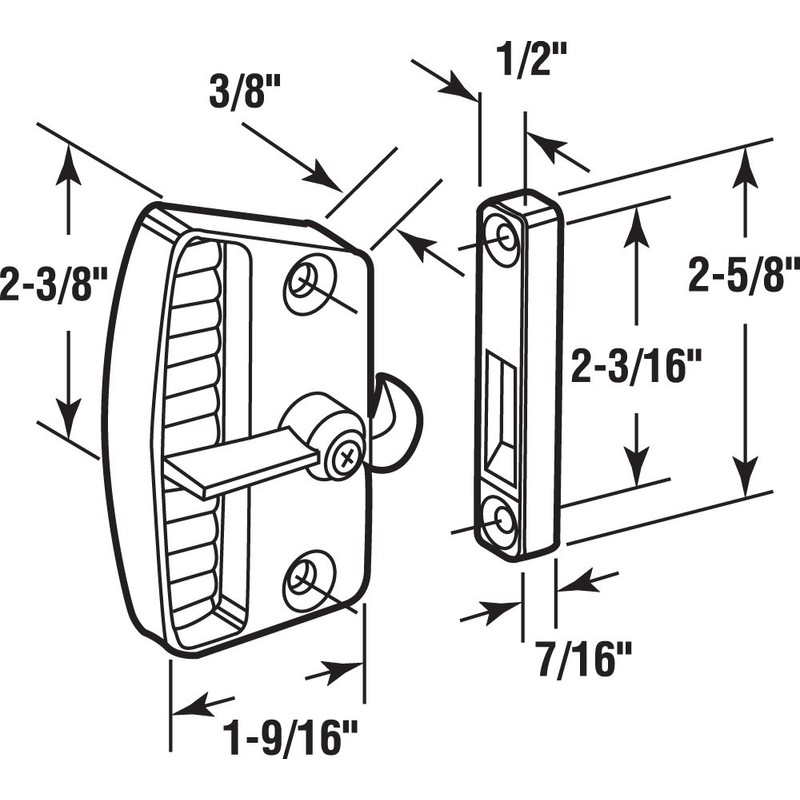 Prime-Line A 155 Deluxe Latch and Pull, 2-3/8 In., Diecast