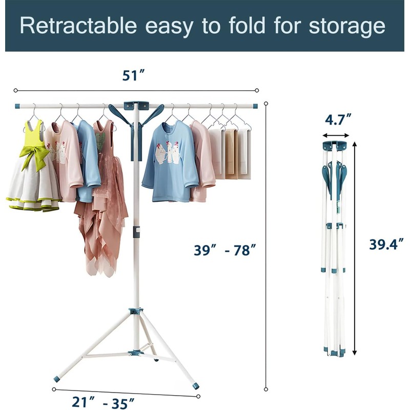 AUGMIRR Clothes Drying Racks, Height-Adjustable 52 Inches Updated Version,Stainless Steel
